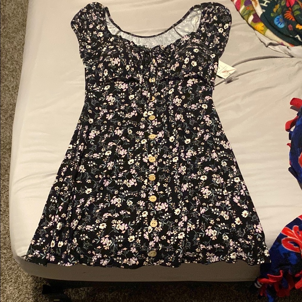 Floral Black Kids Dress